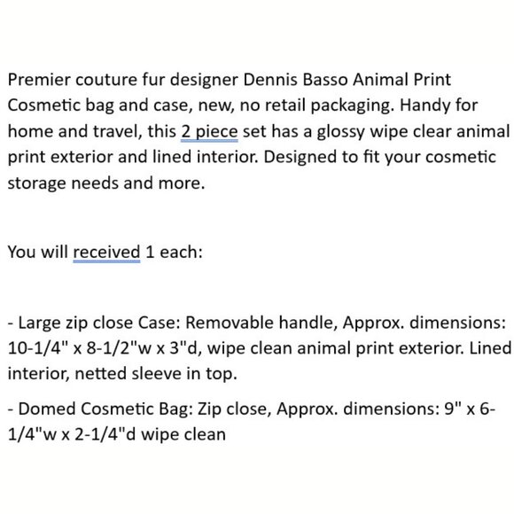 Dennis Basso Cosmetic Bag & Case Set Animal Print New With Arbonne Self Care Set - Picture 3 of 14